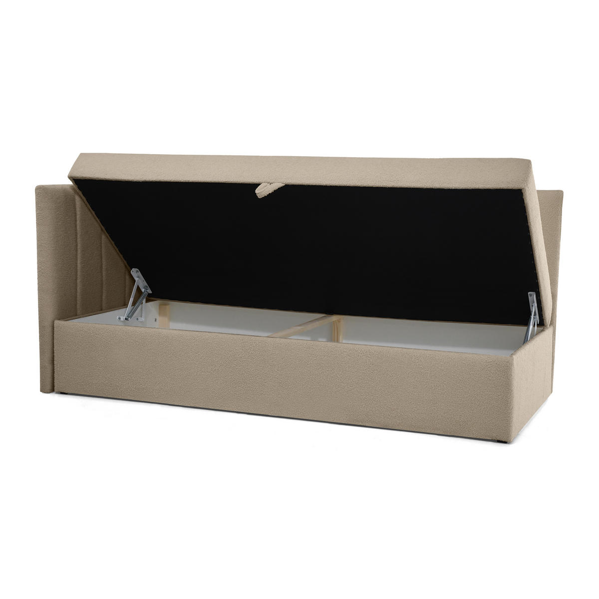 SCHLAFSOFA Rafi, Eckbett mit Bettkasten, 90x200 cm, Dunkelbeige - Ecru, Textil (209/94/102cm) - Beautysofa