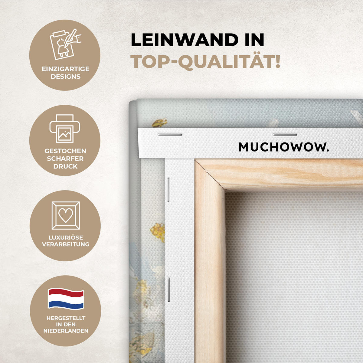 LEINWANDBILD Baum - Winter - Baum des Lebens - Modern - Gold 90x90 cm - Goldfarben, Textil (90/90cm) - MuchoWow