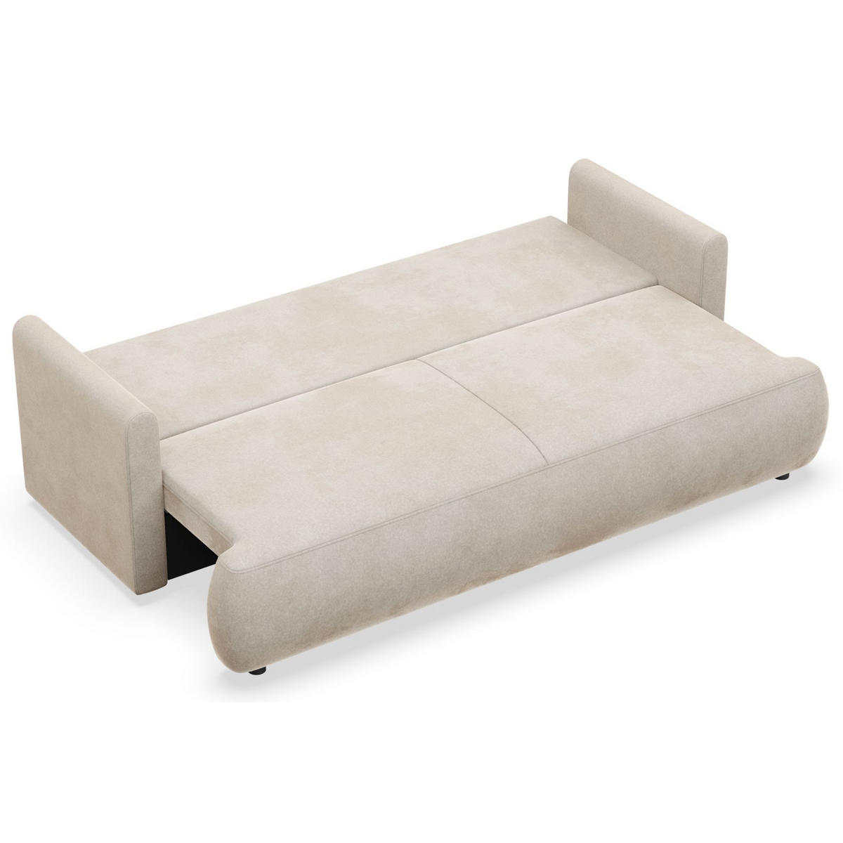 3-SITZER SOFA Ovo Mini Creme Velours Easy-Clean - Creme/Schwarz, Kunststoff/Textil (226/90/97cm) - Selsey