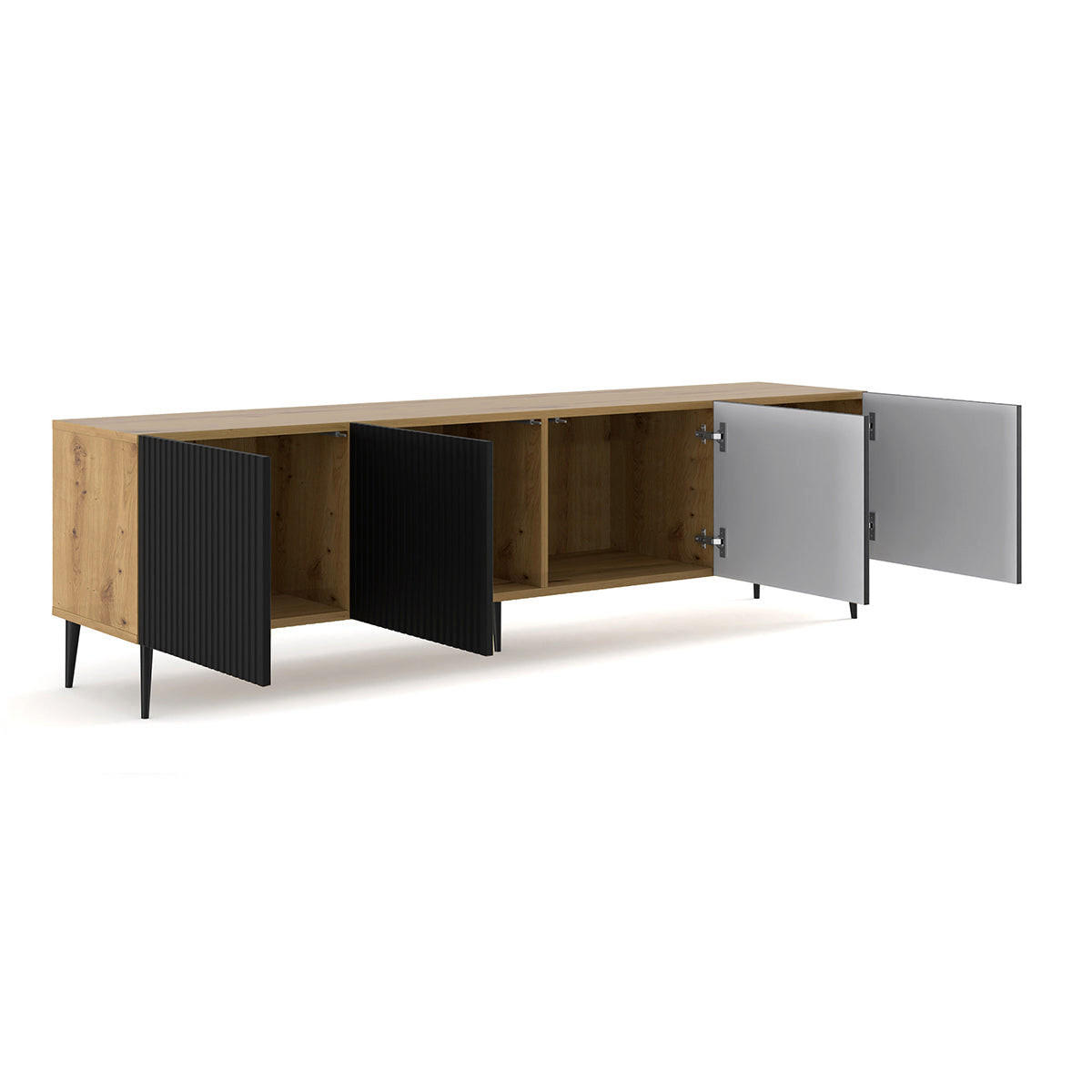 TV STOLÍK Philaé Drevo a čierna farba - čierna/farba duba, kompozitné drevo (200/56/42cm) - Petits-meubles