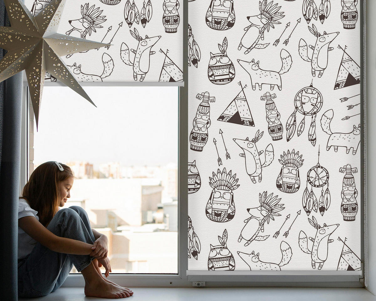VNÚTORNÁ roleta - okenná roleta - roleta - 60x140 cm - Nakreslené obrázky - sivá, plast (60/140/0.5cm) - TULUP