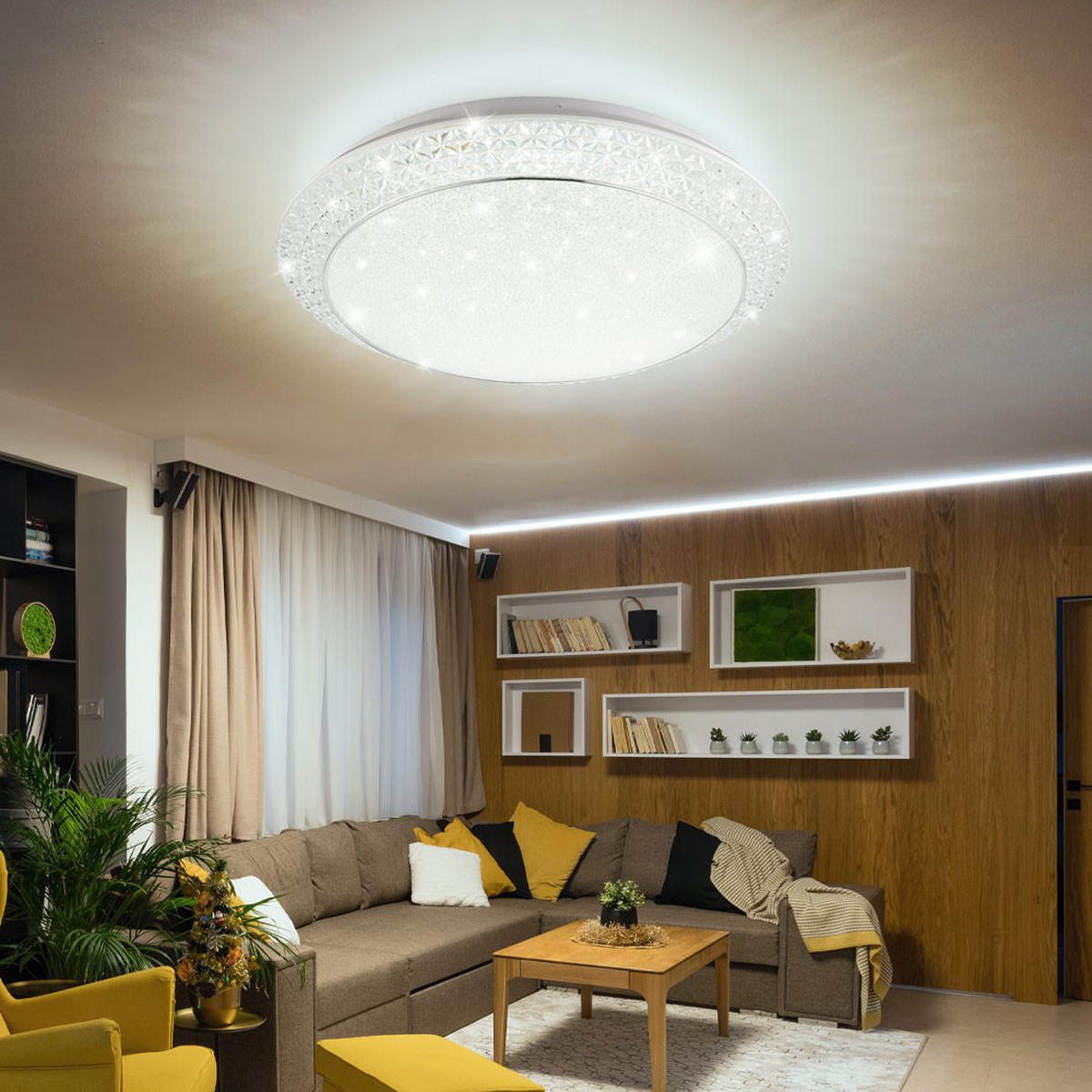 LED DECKENLEUCHTE Kristalloptik Weiß - Weiß, Metall (51/51/12cm) - Globo Lighting