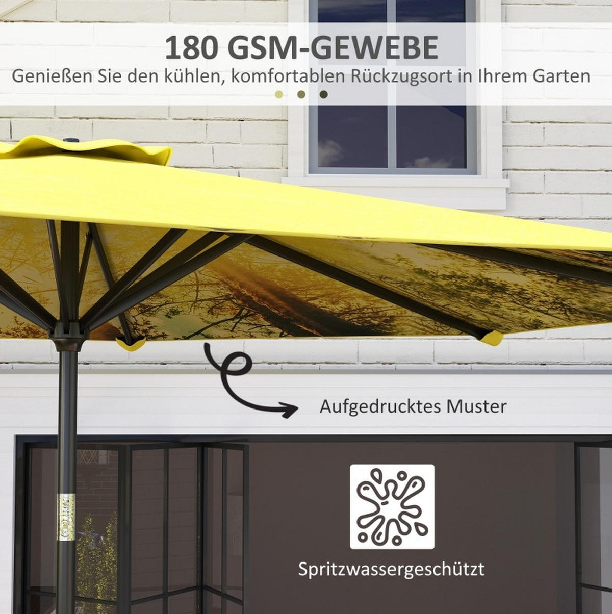 SONNENSCHIRM aus Stahl 294x294x250 cm in Dunkelgrün mit Kurbel & Kippfunktion - Dunkelgrün, Metall (294/294cm) - Modfu
