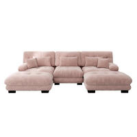 WOHNLANDSCHAFT in Rosa aus Chenille mit Ottomane und tiefem Sitz - Pink, Textil (145/81/313cm) - Flora Grace