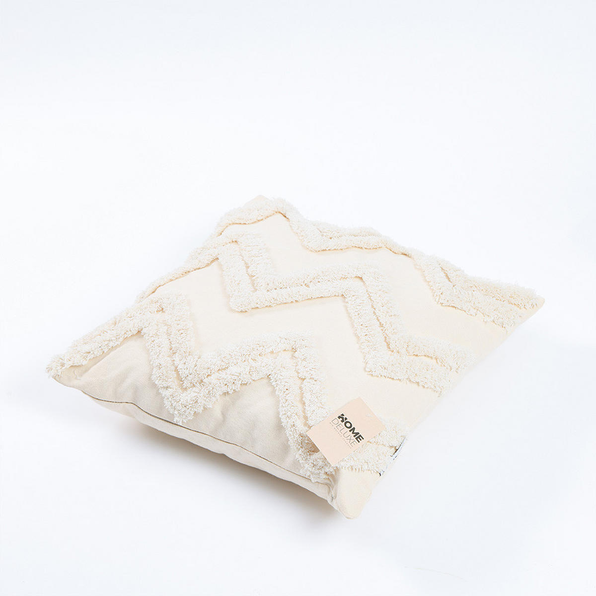 KISSENBEZUG JARA - Creme, Zickzack / ohne Kissenfüllung - Creme, Kunststoff (50/50cm) - Home Deluxe