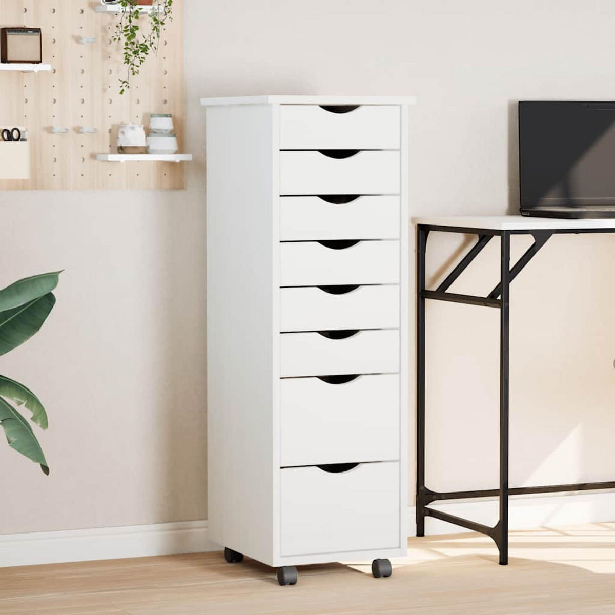 ROLLSCHRANK Mit Schubladen Moss Weiss Massivholz Kiefer - Weiß, Holz (39/103/34cm) - vidaXL