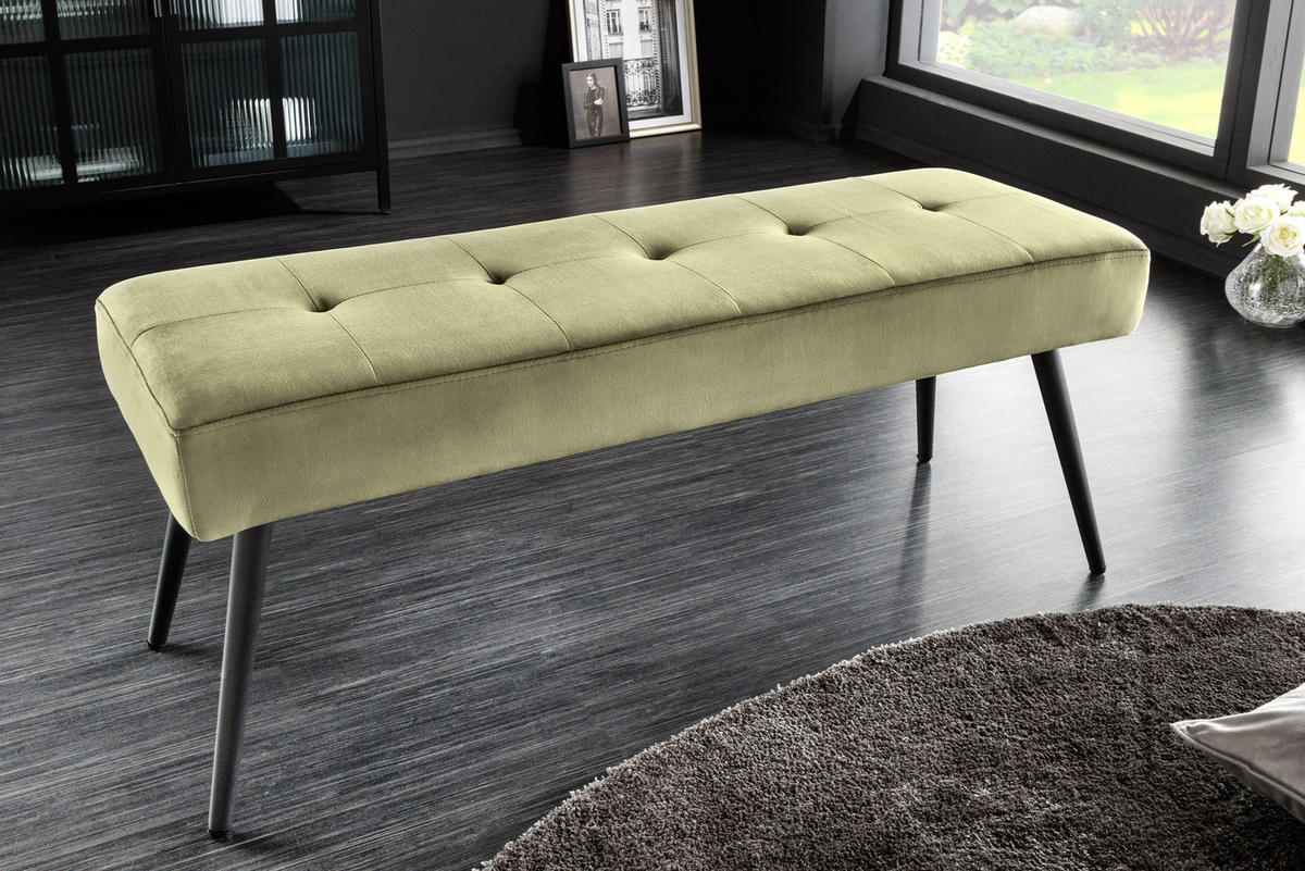 SITZBANK BOUTIQUE Samt Grün 100 cm - Schwarz/Grün, Textil/Metall (100/45/35cm) - riess-ambiente