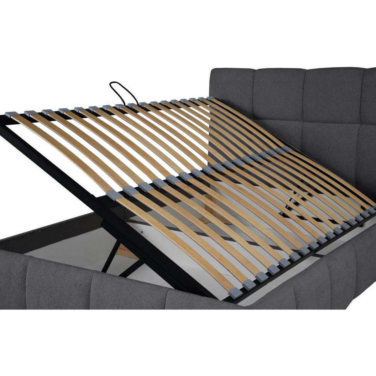 POLSTERBETT Nostro mit Bettkasten 140x200 cm dunkelgrau - Dunkelgrau/Schwarz, Textil (140/200cm) - Beautysofa