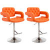 BARHOCKER Dubai, 2er Set, Gestell Metall in Chromoptik, Kunstleder Orange - Chromfarben/Orange, Kunststoff/Textil (52/100/55cm) - TPFLiving