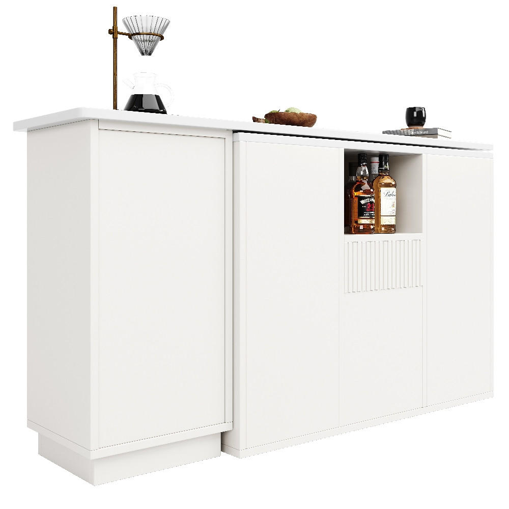 KÜCHENINSEL BARTISCH DREHBAR mit Stauraum Weiß Marmor-Optik 210/30/100,9 cm - Weiß, Kunststoff (30/100.9/210cm) - Rolipo