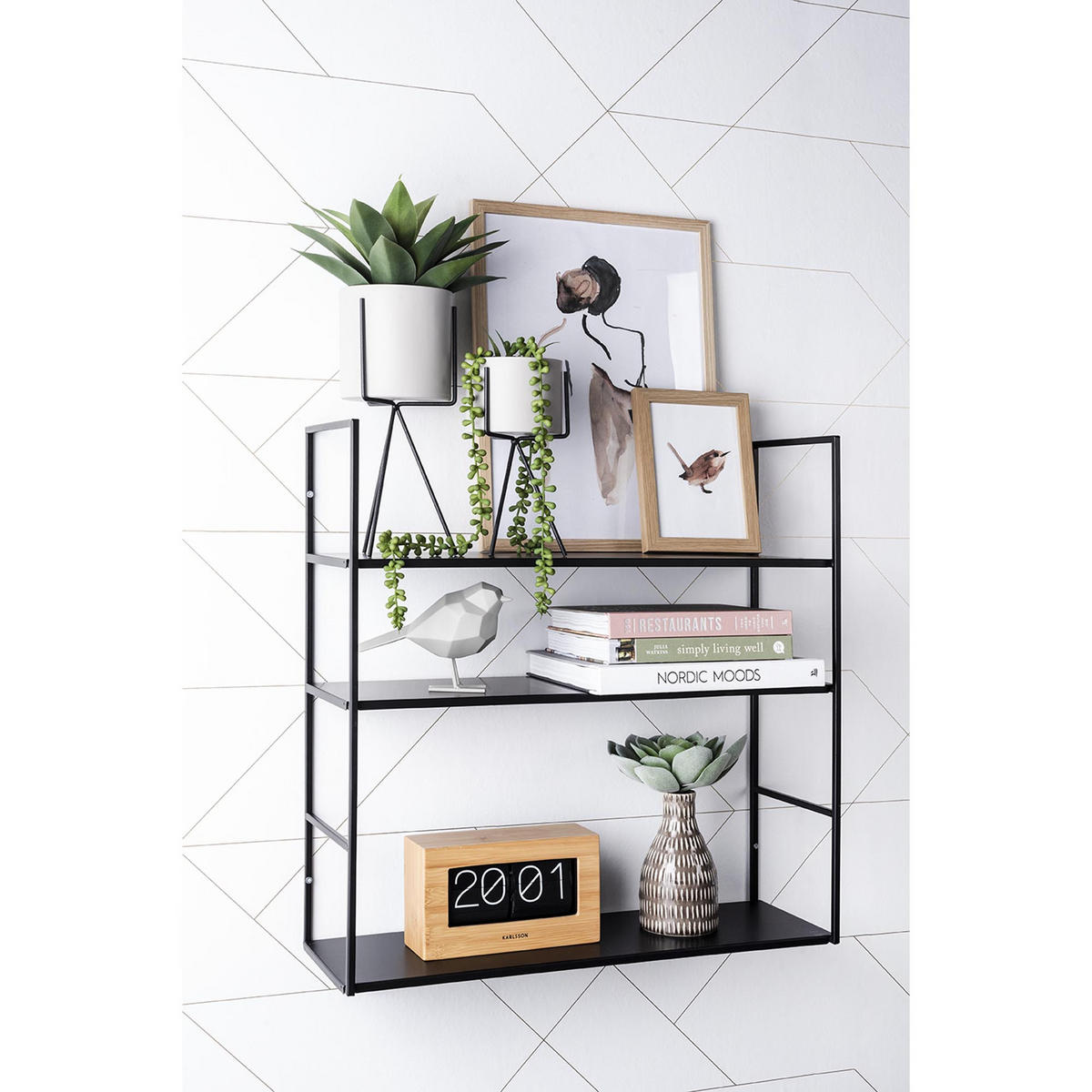 WANDREGAL Level Schwarz 60/20/60 cm - Schwarz, Metall (20/60/60cm) - Present Time