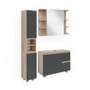BADMÖBEL-SET J-Shape Sonoma 3 Teile, mit Hochschrank - Anthrazit/Sonoma Eiche, Holzwerkstoff (80/60/33cm) - Vicco
