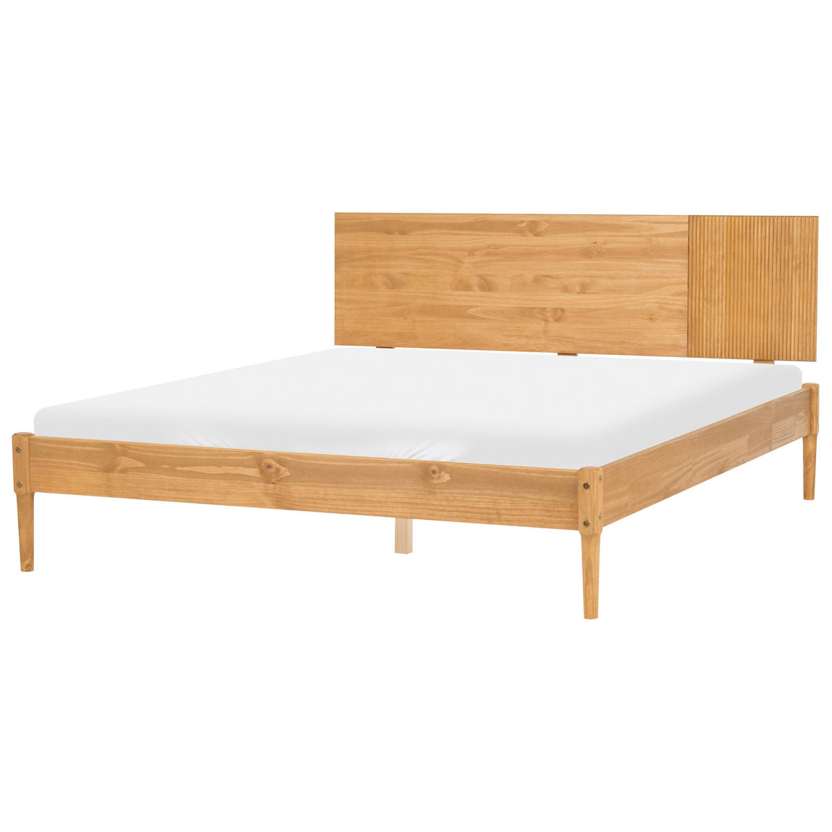 SPALNI KOMPLET borov les 160/200 cm svetlo rjava Flavignac - svetlo rjava/rjava, les (160/200cm) - Beliani