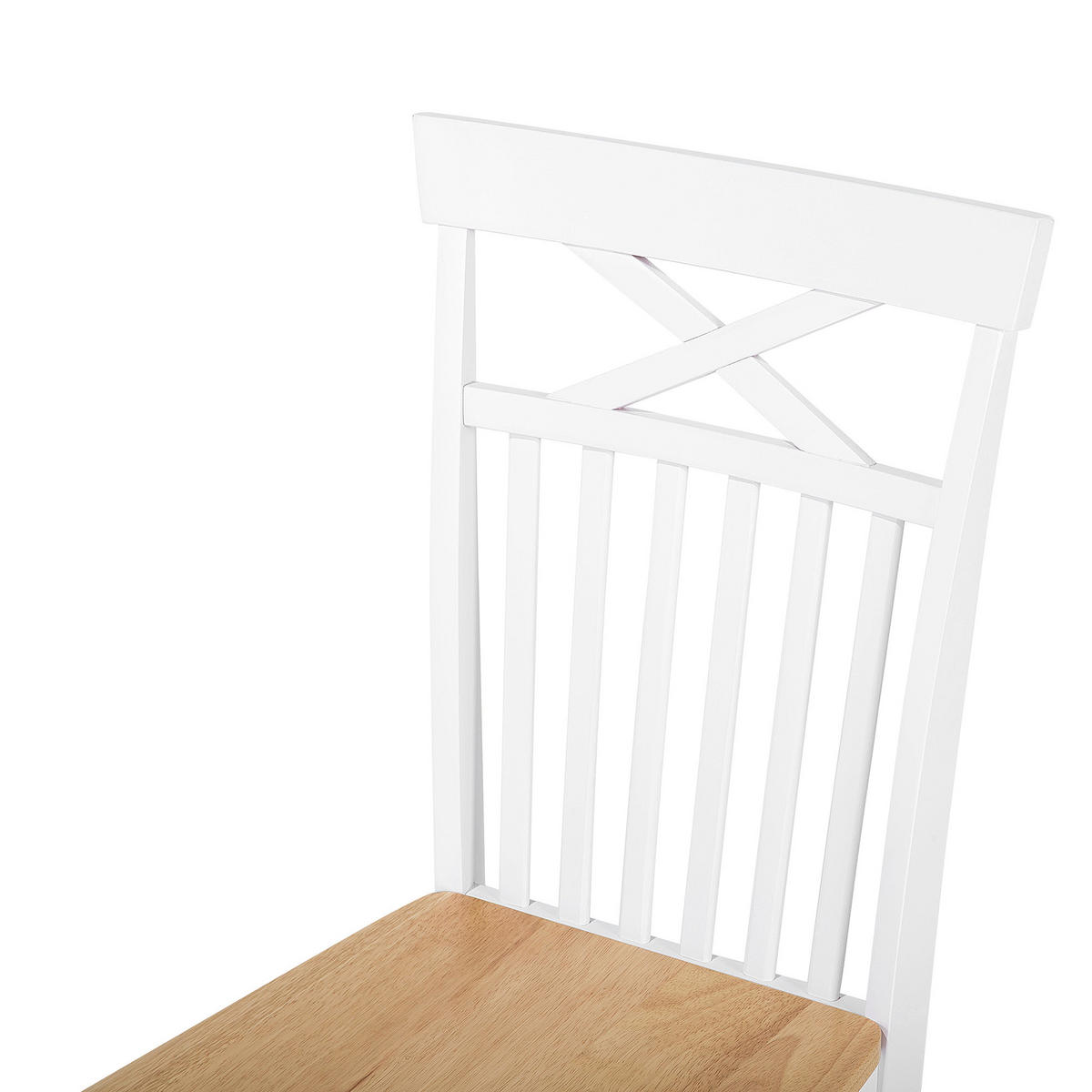 ESSZIMMERSTUHL 2er-Set Gummibaumholz weiß/hellbraun Houston - Hellbraun/Weiß, Holz (44/94/45cm) - Beliani