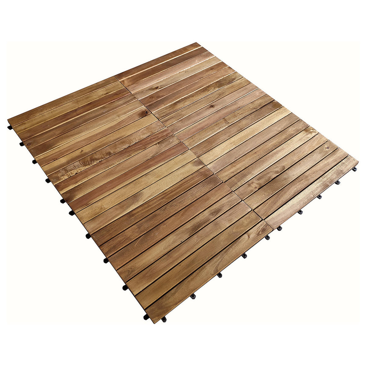 TERRASSENFLIESE - 6er Set - 50x50 cm - Akazie massiv / Polypropylene - Braun - Akaziefarben, Holz/Kunststoff (50/50/2.4cm) - home24