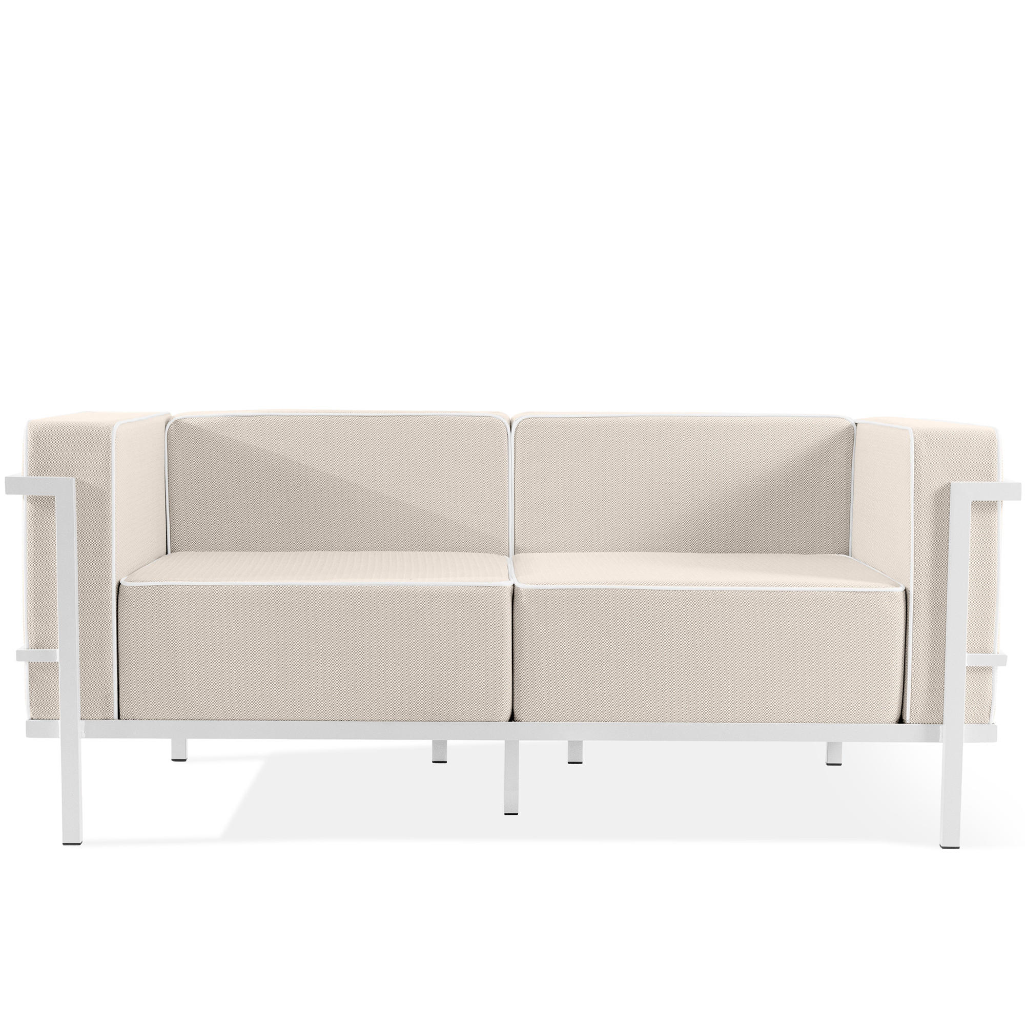 GARTENSOFA TRIGLO 2-Personen, Stahlrahmen, Modern, Weiß - Beige/Weiß, Textil/Metall (164/70/69cm) - KONSIMO®