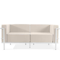 GARTENSOFA TRIGLO 2-Personen, Stahlrahmen, Modern, Weiß - Beige/Weiß, Textil/Metall (164/70/69cm) - KONSIMO®