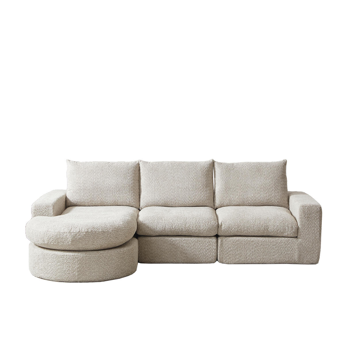 ECKSOFA DE-34519 modular mit Liegefunktion Beige - Beige, Textil (160/250cm) - ComfortXL