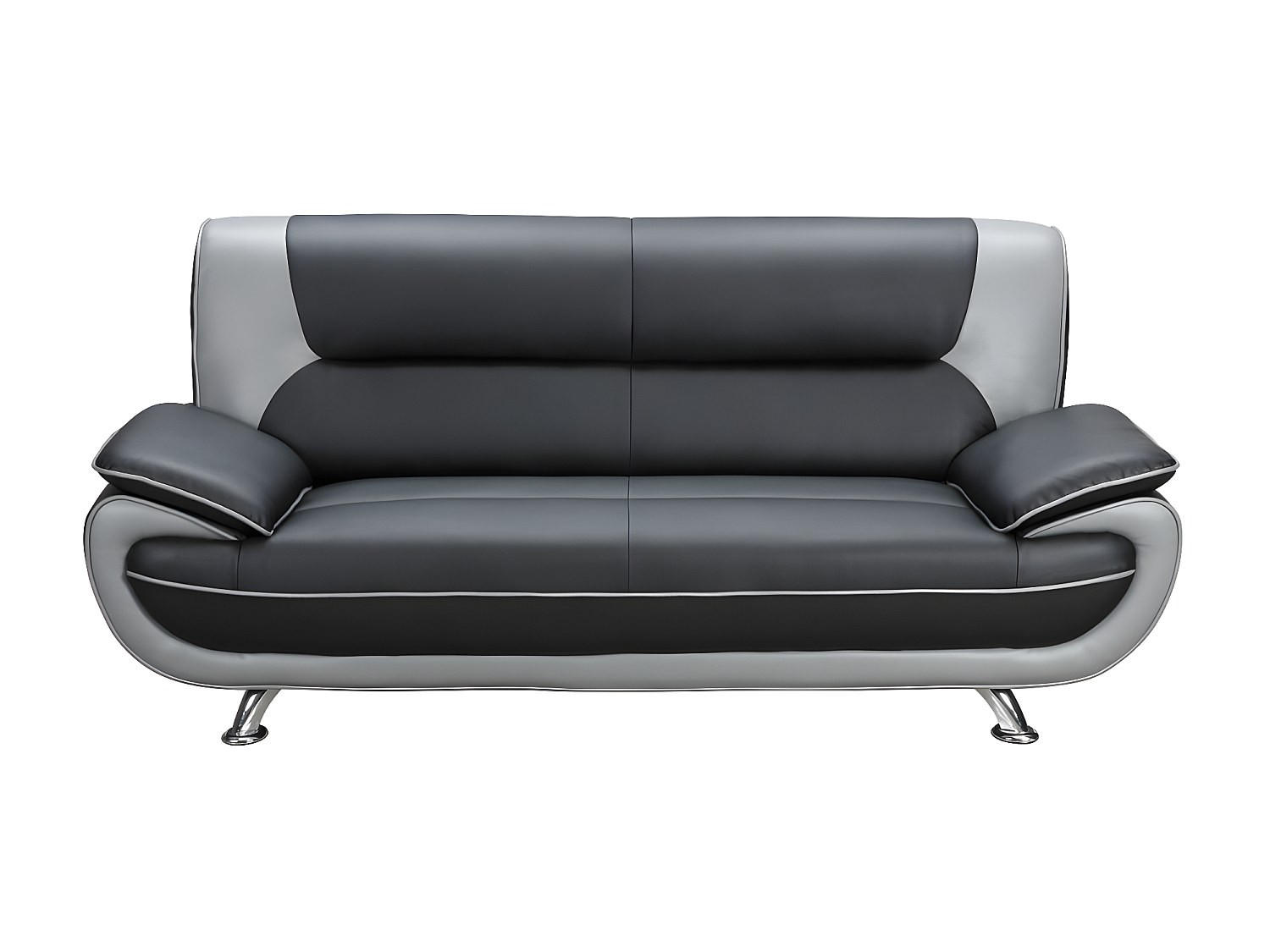 SOFA - 3 Personen - kunstleder - hellgrau Nigel - Hellgrau, Leder/Textil (209/91/89cm) - Vente-Unique