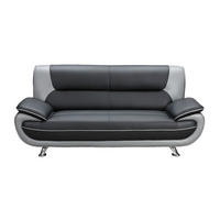 SOFA - 3 Personen - kunstleder - hellgrau Nigel - Hellgrau, Leder/Metall (209/91/89cm) - Vente-Unique