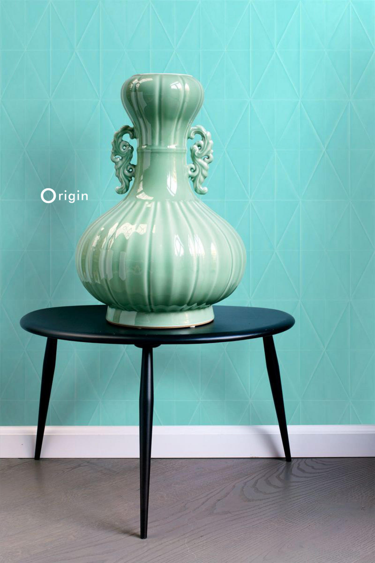 TAPETE grafische Form 53 cm x 10.05 m - Türkis, Papier (53/1000cm) - Origin Wallcoverings