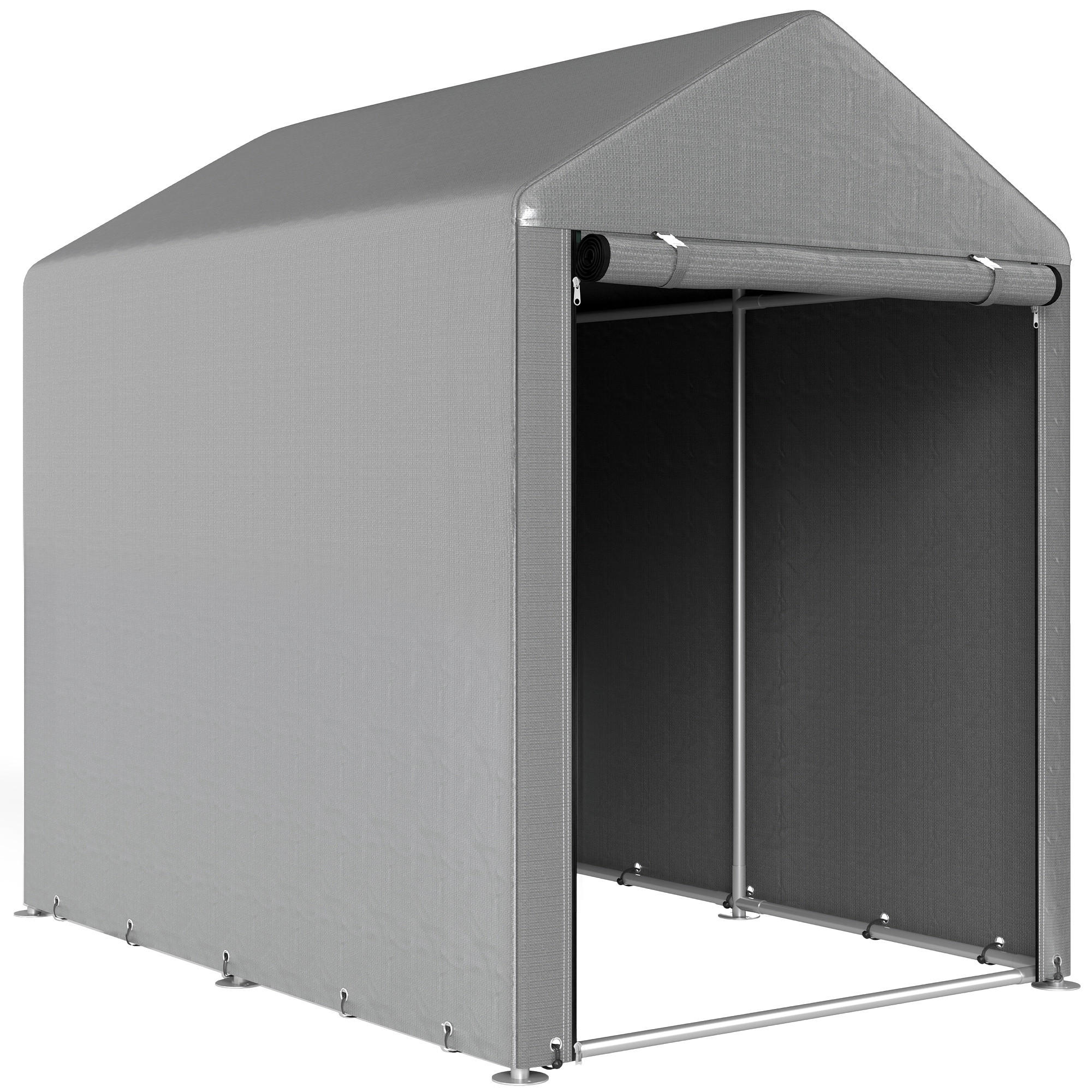 GARAGENZELT Verzinkter-Metall PE-Gewebe Hellgrau - Hellgrau, Metall (120/165/179cm) - Outsunny