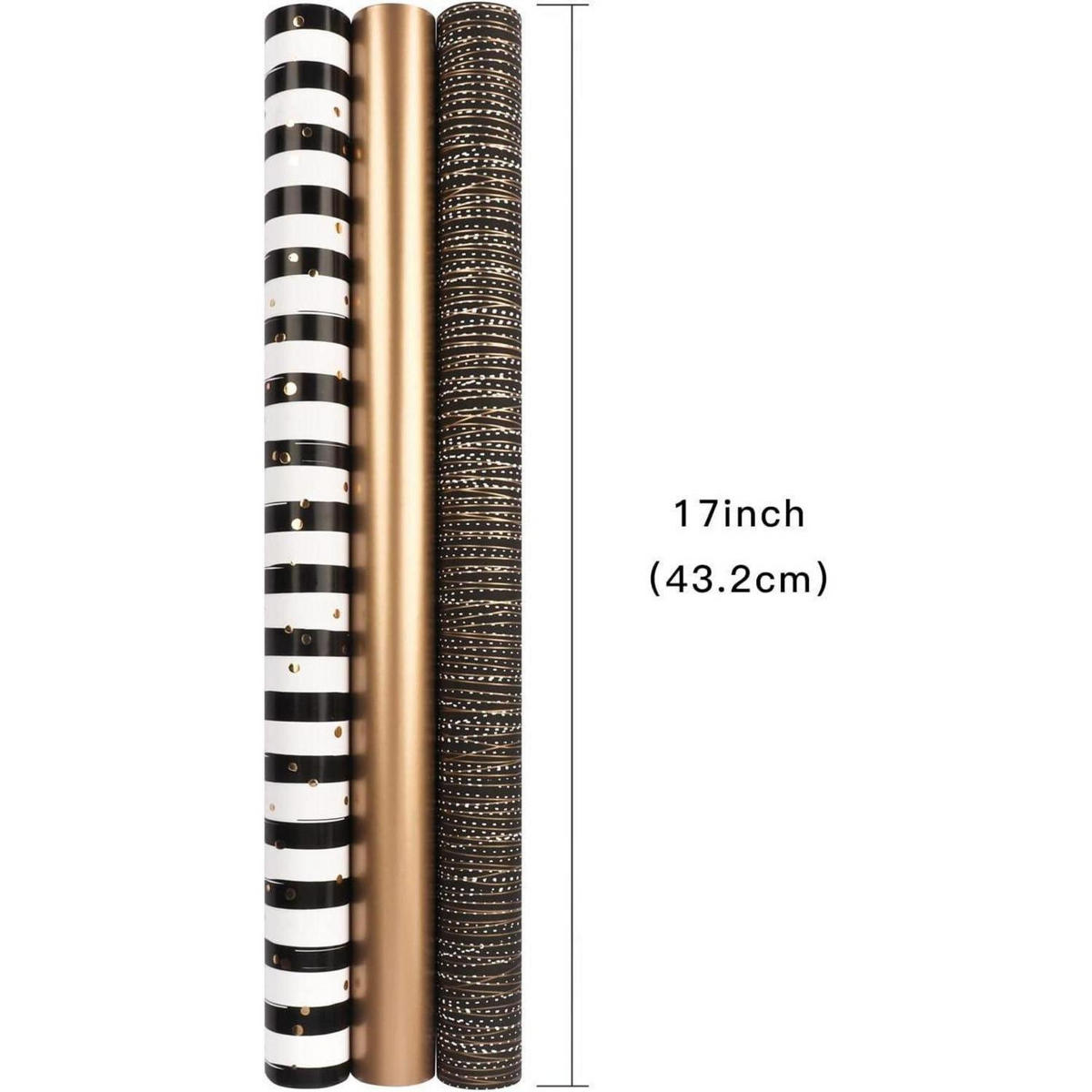 GESCHENKPAPIER 3-teiliges Set Schwarzgold - Multicolor, Papier (43.2/305/43.2cm)
