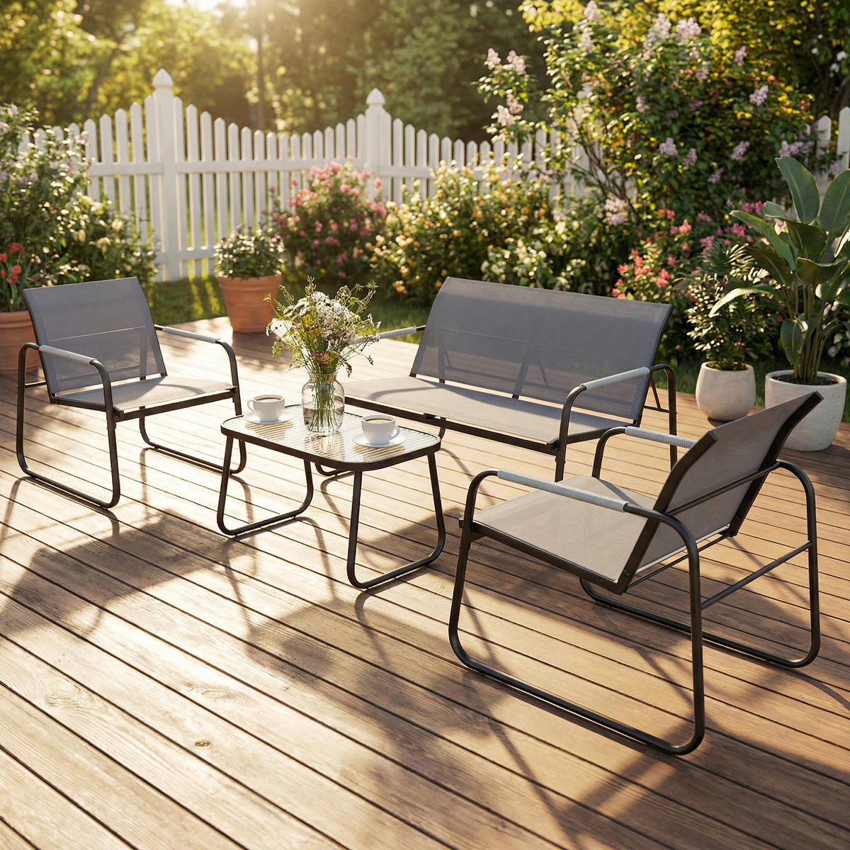GARTENSET DE-13524 Grau - Grau, Metall - ComfortXL