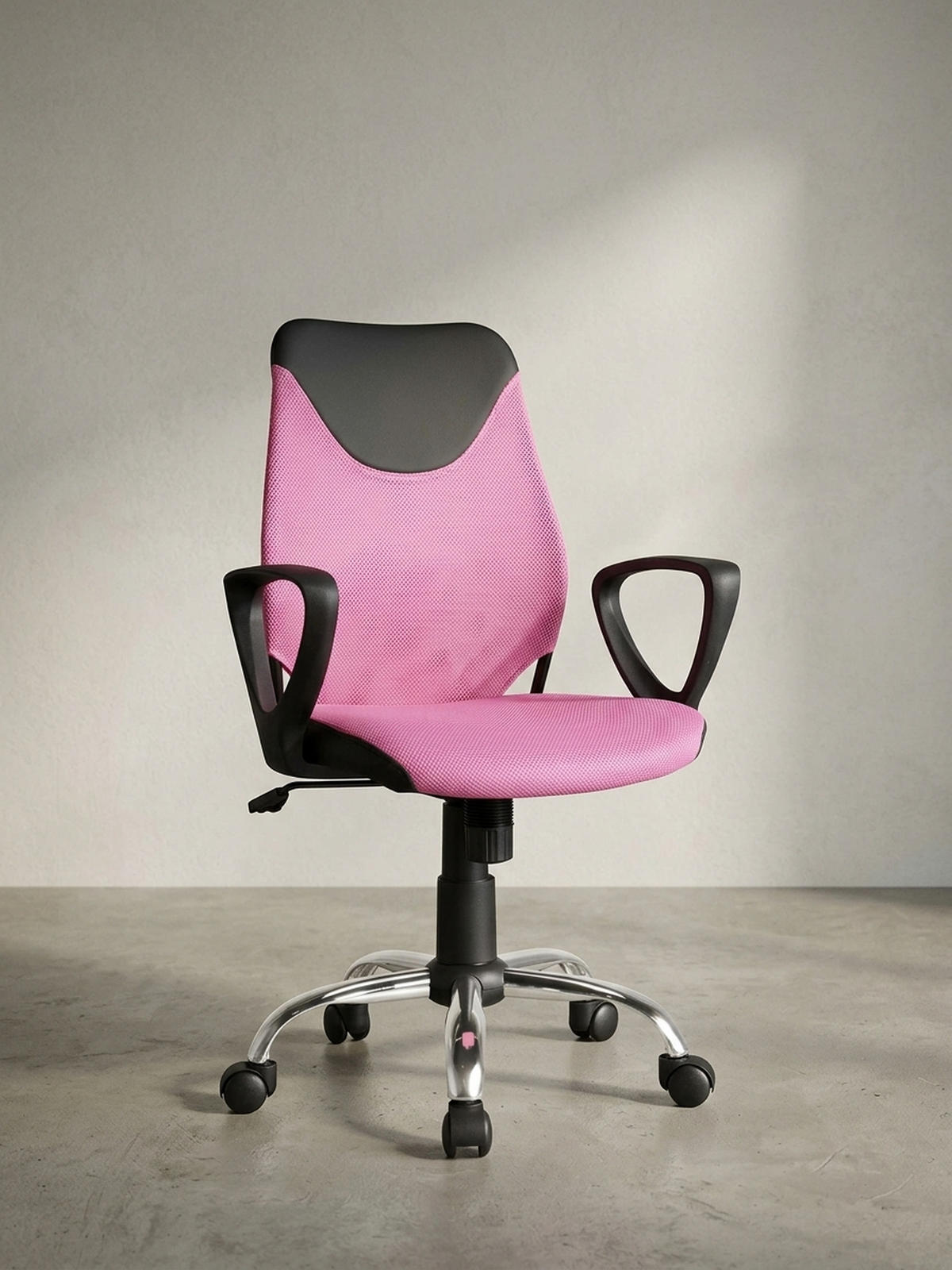 JUGENDDREHSTUHL Nylon Ergonomisch Höhenverstellbar DAVOS, Rosa 60x60x101 cm - Silberfarben/Schwarz, Textil/Metall (60/101/60cm) - KADIMA DESIGN