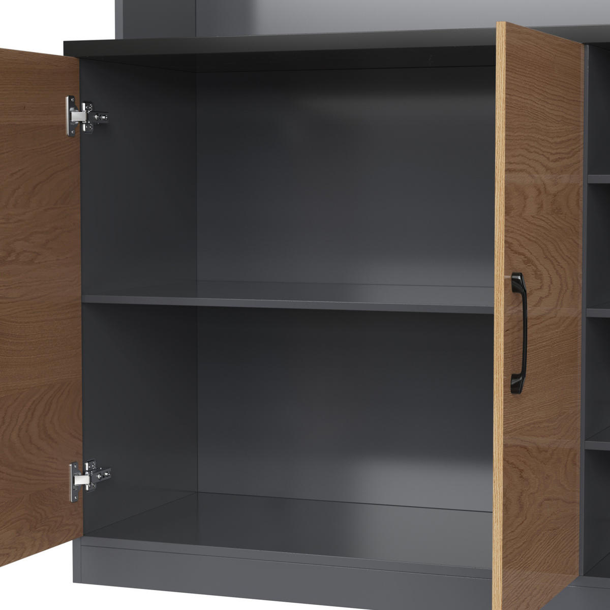 BUFFET 100/187/47 cm Grau/Natur aus MDF und Glas mit LED-Beleuchtung - Naturfarben, Holzwerkstoff (47/187/100cm) - OKMYHOME