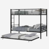 ETAGENBETT 90/180 cm schwarz aus Eisen teilbar mit Leiter - Schwarz, Metall (90/200cm) - OKWISH