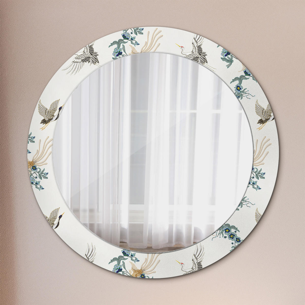 SPIEGEL Rund Ø 70 cm mit Aufdruck - Multicolor, Glas (70/70/0.4cm) - Wallfluent