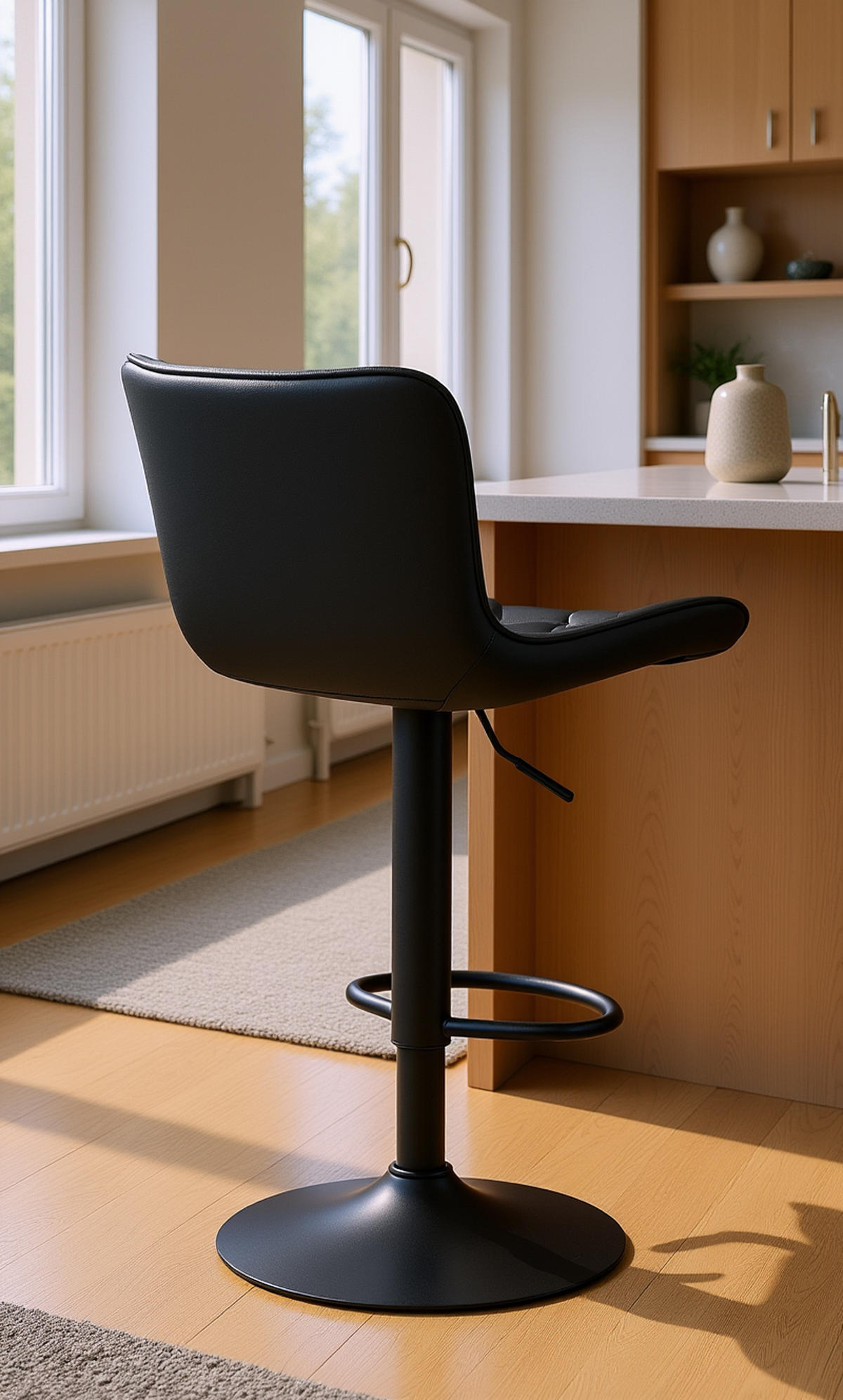 BARHOCKER 2er Set Emil Kunstleder schwarz - Schwarz, Kunststoff/Metall (48/107/54cm) - TPFLiving