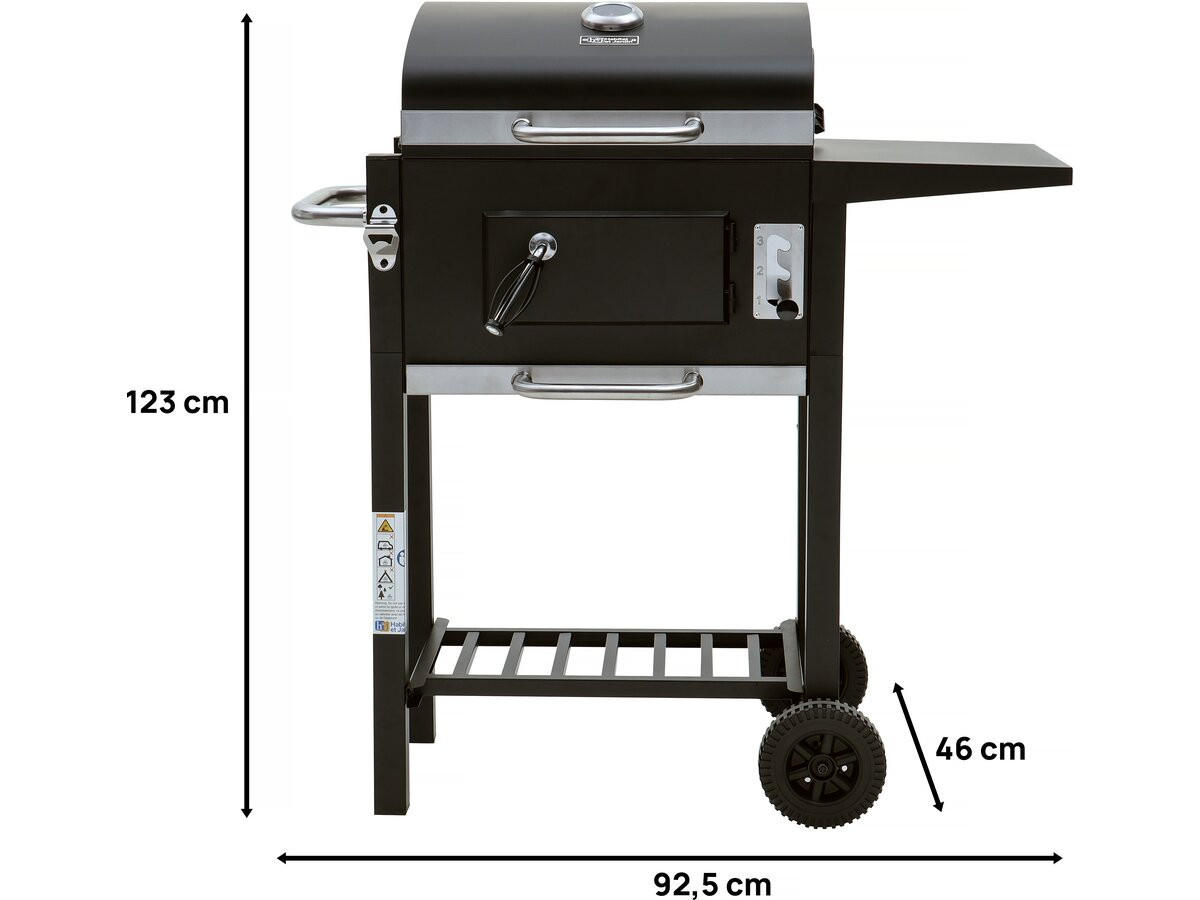HOLZKOHLENGRILL vicomte Schwarz - Schwarz, Metall (46/123/92.5cm) - Habitat Garten
