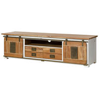 TV-BOARD Mango 200x55x55 weiß lackiert RAILWAY #314 - Weiß, Holz (200/55/55cm) - Massivmoebel24