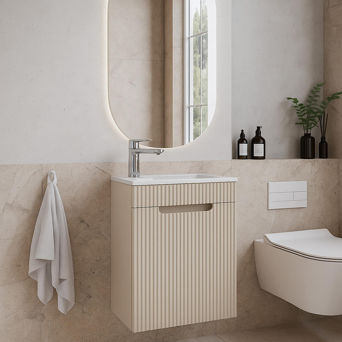 GÄSTE-WC-MÖBELSET Thermis 2 Teile Cashmere - 40 x 22 x 53 cm - Kaschmir, Holz (40/53/22cm) - Badplaats