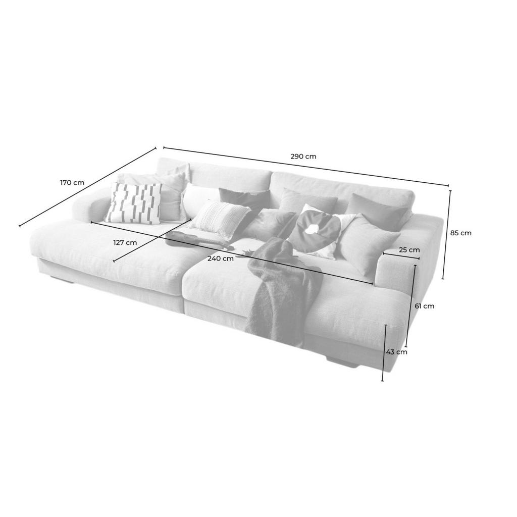 Thumbnail - Kawola Big, Creme, Schwarz, Textil, Echtholz, 3-Sitzer, Füllung: Komfortschaum, 290x85x170 cm, Wohnzimmer, Sofas & Couch...