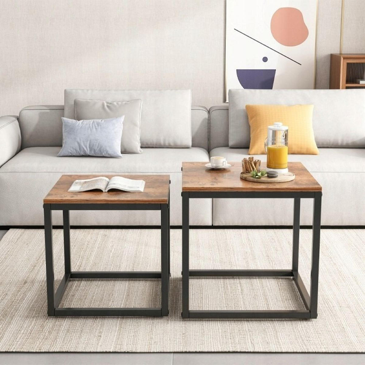 COUCHTISCH 2er-Set, braun, 50/50/50,5 cm und 45/45/45,5 cm - Braun, Holzwerkstoff (50/50/50.5cm)