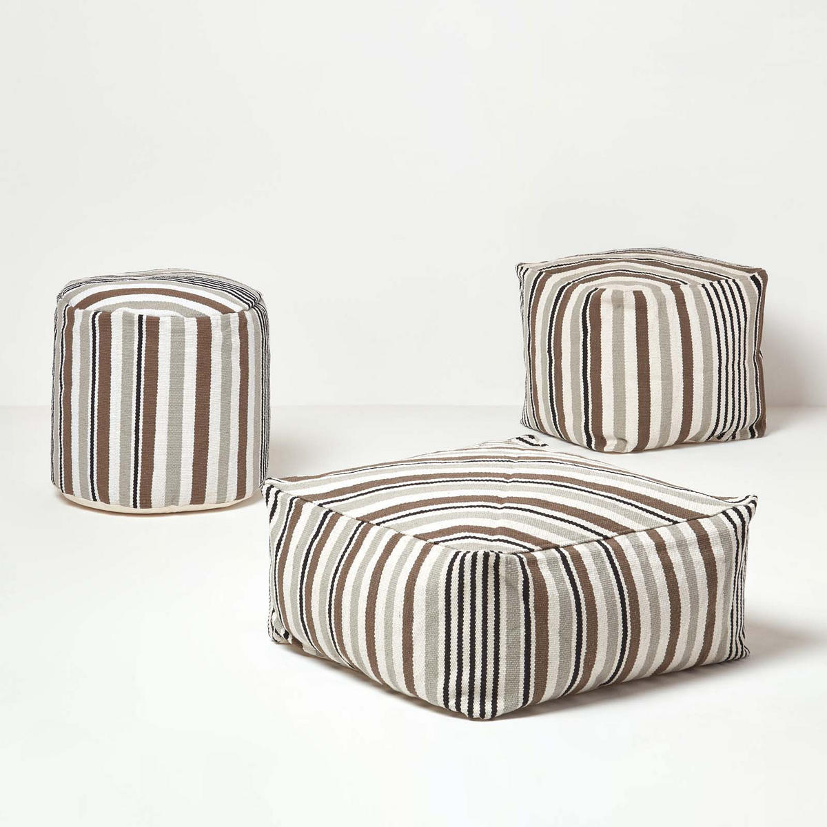 SITZPOUF mit Streifenmuster, 60/60/30 cm - Grau, Textil (60/30/60cm) - Homescapes