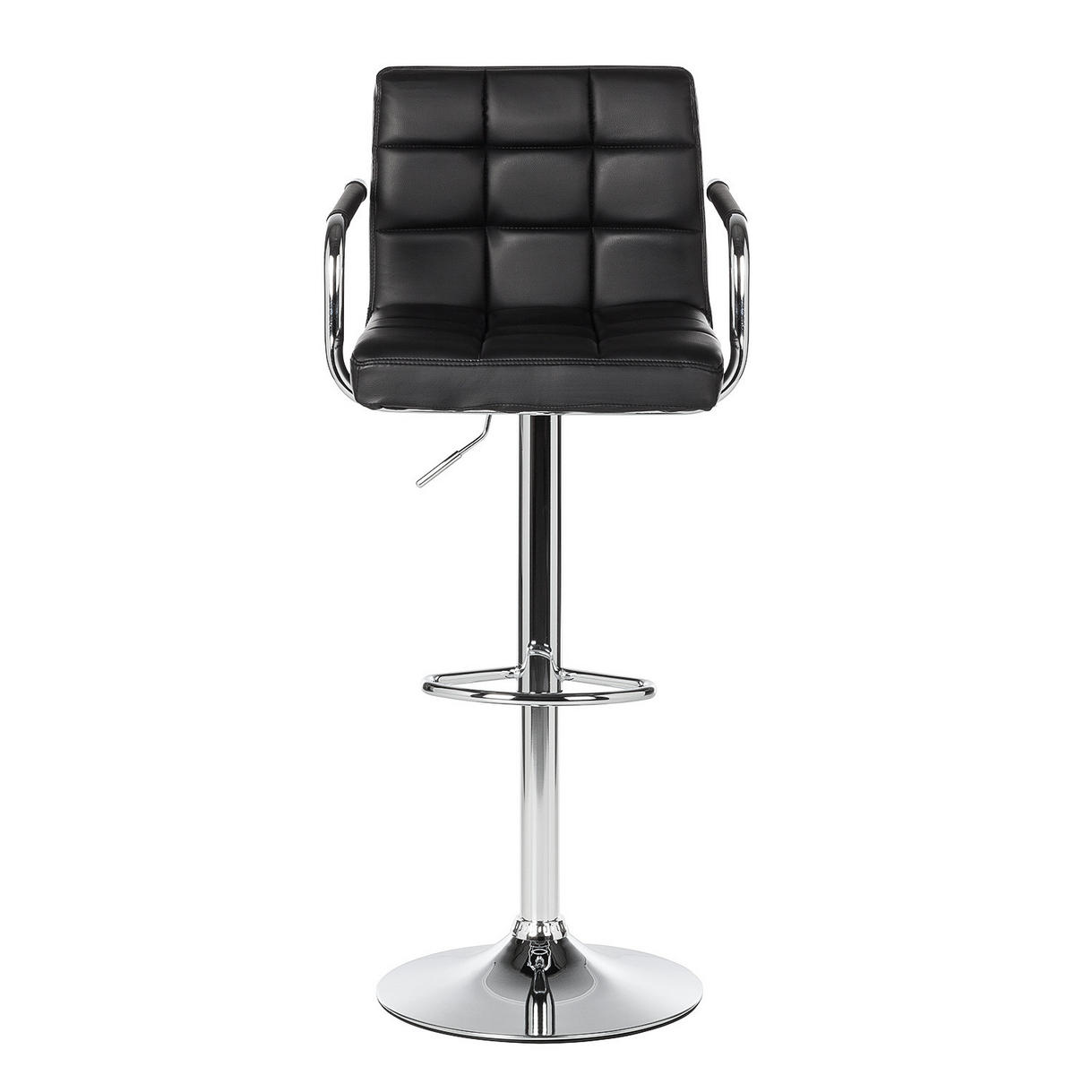 BARSTUHL - Metall / Kunstleder - Chromfarben/Schwarz, Leder/Kunststoff (53/96/49cm) - home24