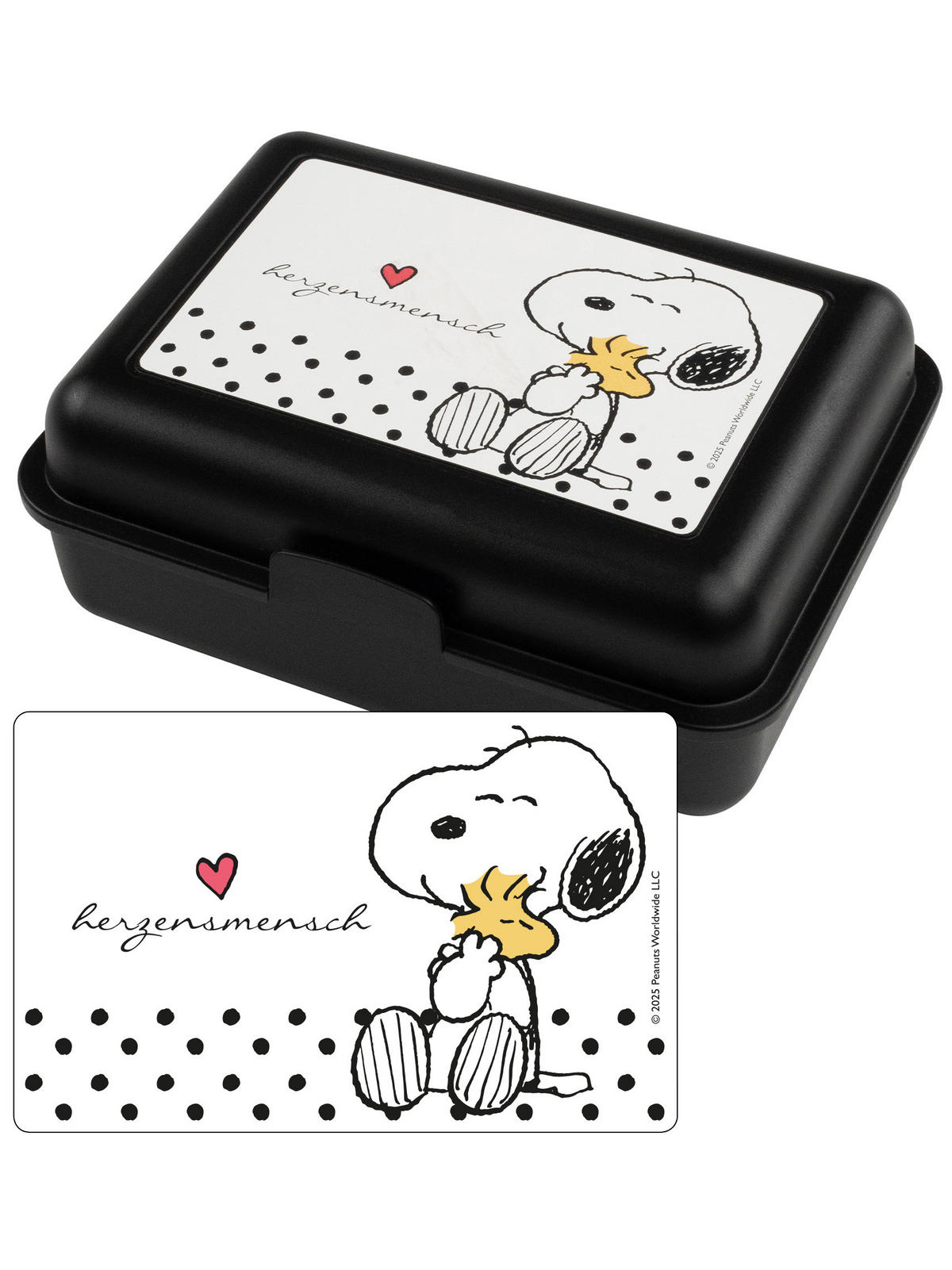 BROTDOSE The Peanuts Snoopy Herzensmensch Schwarz 17,5 x 12,8 x 6,9 cm - Schwarz, Kunststoff (17.5/6.9/12.8cm) - United Labels