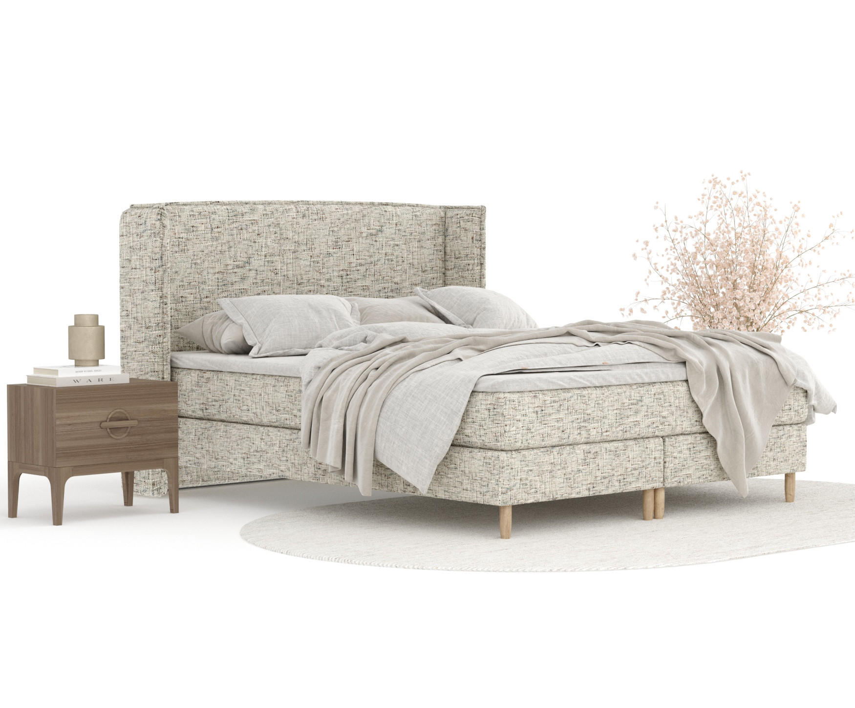 KONTINENTALBETT Ardis Beige 160/200 cm mit Matratze und Topper - Beige/Naturfarben, Holz/Holzwerkstoff (160/200cm) - Maison de Reve