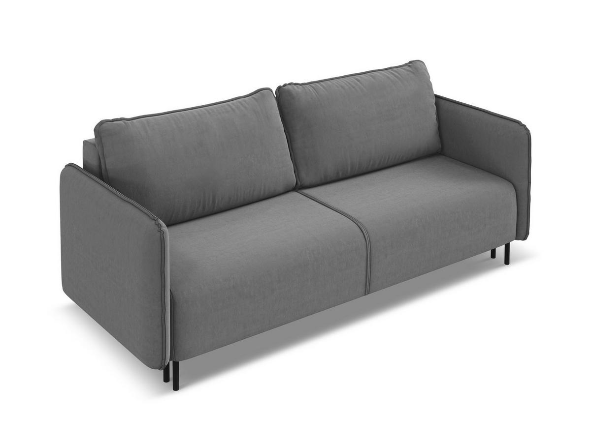 3-SITZER SOFA mit Schlaffunktion Samt Stoff Grau - Schwarz/Grau, Holz/Textil (226/90/92cm) - Makamii