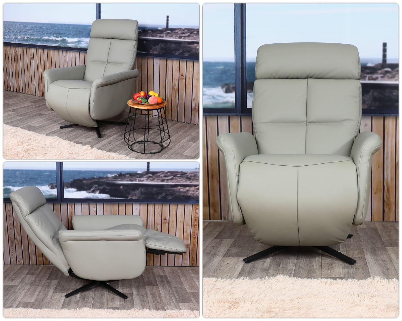 Thumbnail - MCW Relaxsessel, Grau, Leder, 76x110x153 cm, Wohnzimmer, Sessel, Relaxsessel