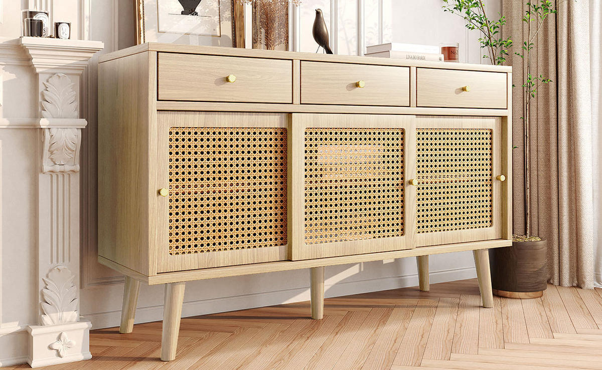 SIDEBOARD 120/40/78 cm s 3 zásuvkami a 3 dvierkami, nastaviteľné police, FSC certifikát, Dub - farba duba, kompozitné drevo (40/78/120cm) - Redom