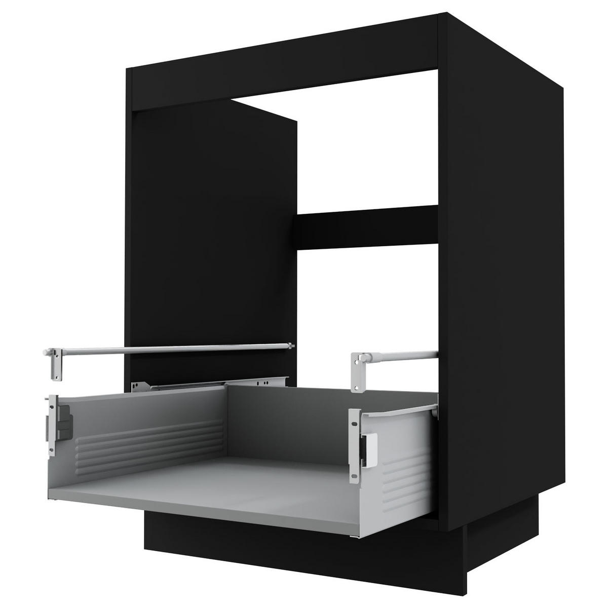 SPÜLENUNTERSCHRANK Bari D1Z/80 Schwarz / RAL 7040 fenstergrau 80 / 50 / 82cm Blum Teilauszug - Schwarz/Grau, Holz/Holzwerkstoff (80/82/50cm) - Feldmann-Wohnen