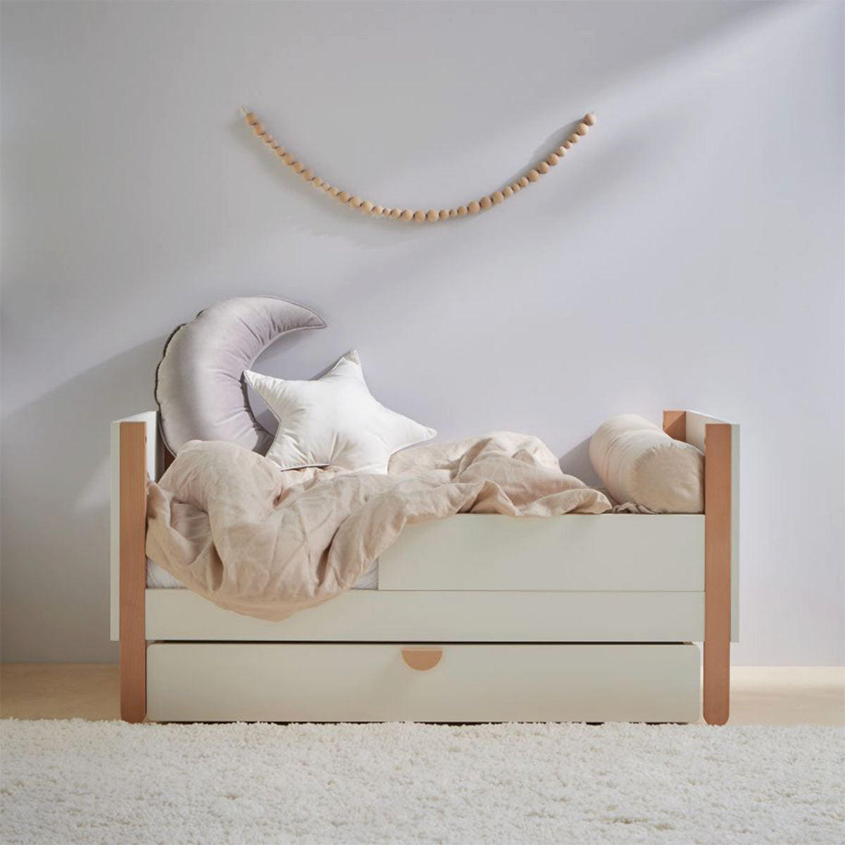 BETTKASTEN 60/120 Laurie Weiß und Holz - Weiß, Holzwerkstoff (60/120cm) - Petits-meubles