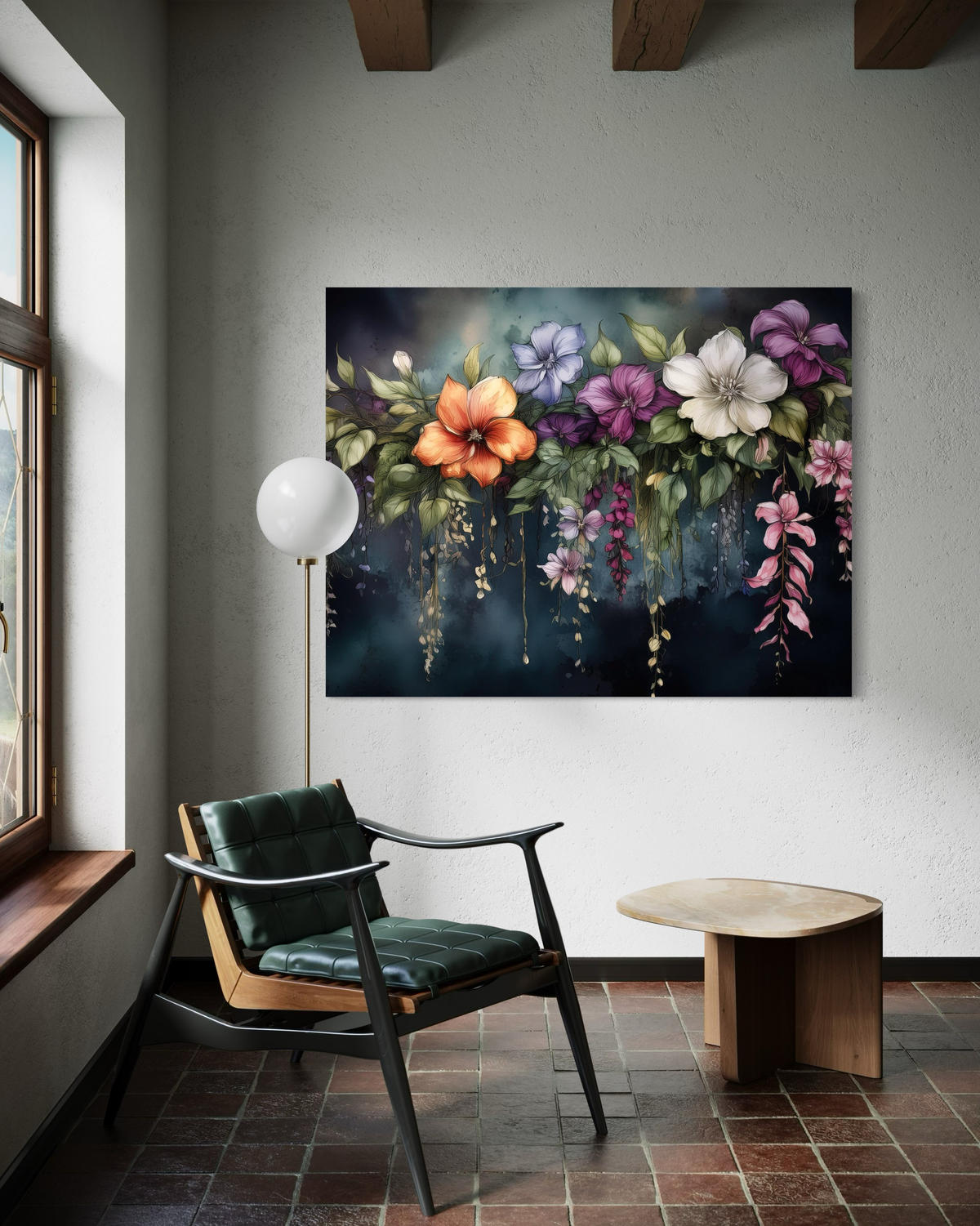 WANDBILD blumen botanik pflanzen - Multicolor, Textil (60/40cm) - Feeby