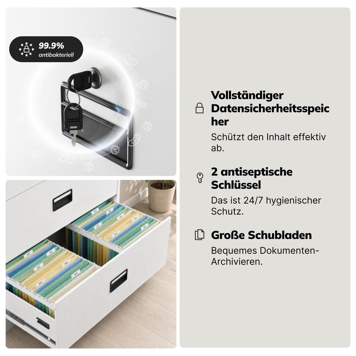 AKTENSCHRANK SARA XL V3 102x90x60 cm - Weiß, Metall (90/102/60cm) - Jan Nowak