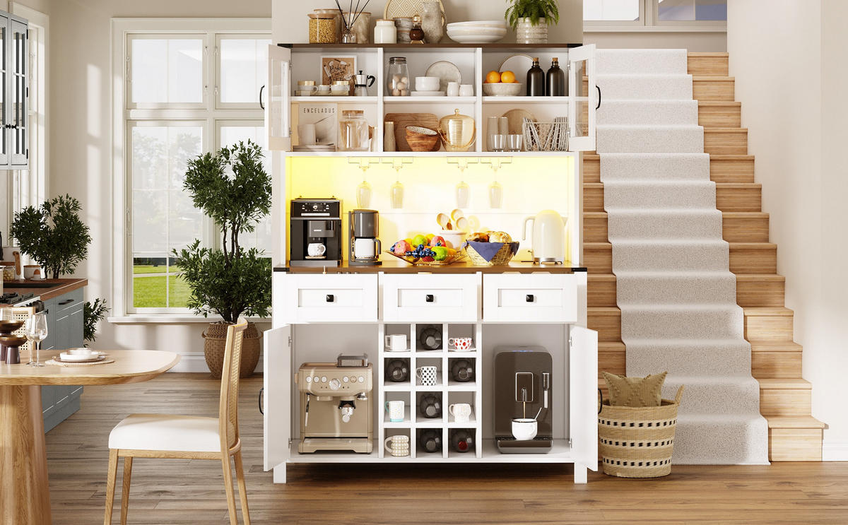 BUFFETSCHRANK Country Weiß 120/40/170 cm - Weiß, Holz (120/170/40cm) - PANGIVO